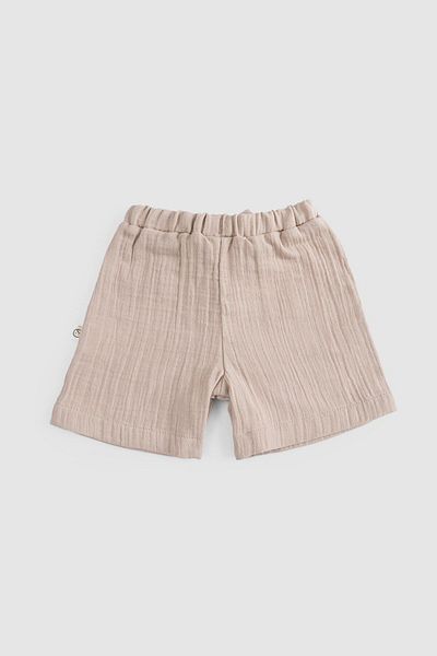 Little Gusto Beige Colored Organic Cotton Muslin Baby Shorts