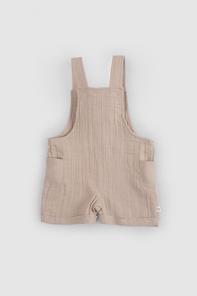 Little Gusto Beige Colored Organic Cotton Muslin Baby Shorts Salopet