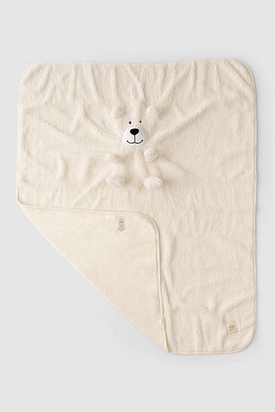 Little Gusto Teddy Bear Wellsoft Blanket Ecru