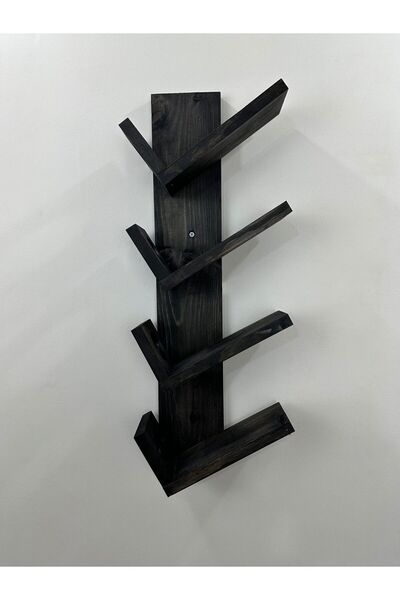 O&A WOOD Doğal Ahşap Şaraplık, Şarap Rafı, 4'lü Ahşap Şaraplık, Siyah