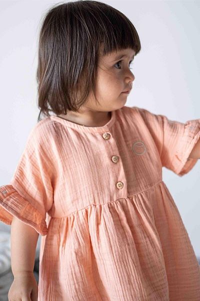 Little Gusto Muslin Dress Pink Organic Cotton