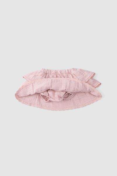 Little Gusto Organic Cotton Embroidered Muslin Baby Skirt with Bloomer Pink