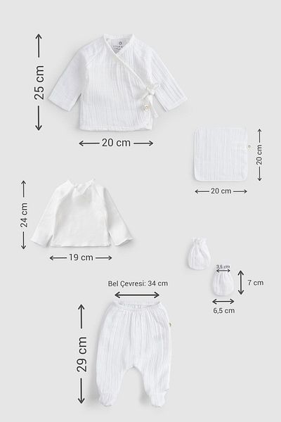 Little Gusto White Muslin Organic Cotton 10-Piece Hospital Discharge Set