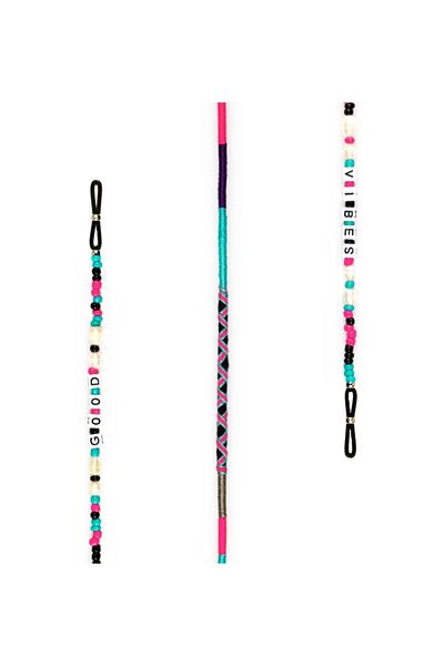 Happy-Nes Good Vibes Glasses Strap with Beads and Pearls