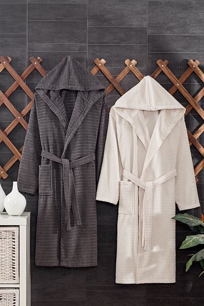 Casnack Σετ μπουρνούζι Quina Beige Anthracite Hooded Oversize