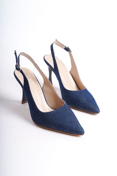 NITU Shoes Deget ascuțit Tocuri înalte Denim Stiletto