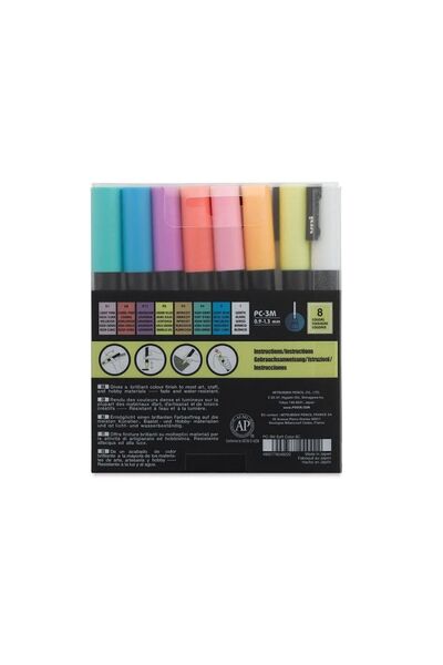 Uni Posca 0.9-1.3 Soft Colorful Water Based Poster Marker - 8 Pieces Pc-3m-8c
