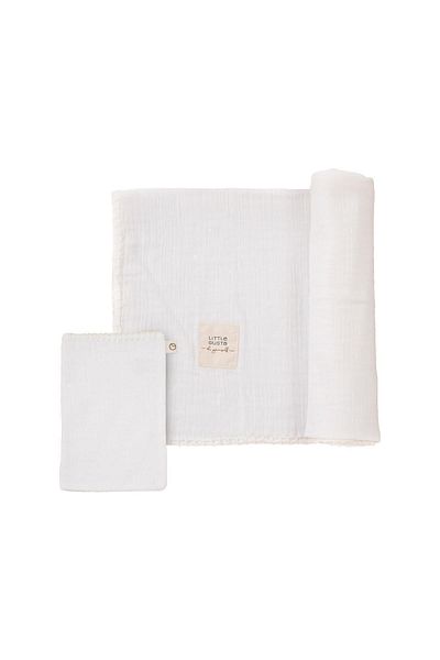 Little Gusto Baby Muslin Diaper Cover and Pouch Set Organic Cotton 120 Cm White