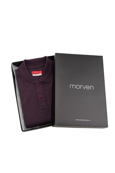Morven Plum Basic Solid 100% Cotton Relaxed Fit Short Sleeve Gift Boxed Polo Neck Men's T-Shirt