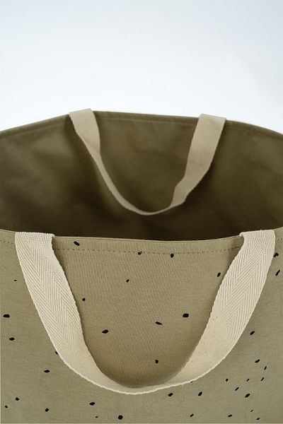 Little Gusto Toy Basket with Handle Cosmos Khaki Organic Cotton