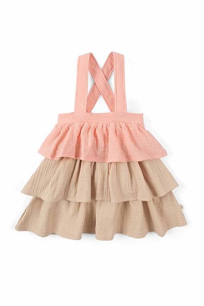 Little Gusto Layered Children's Gilet Dress Pink Organic Cotton