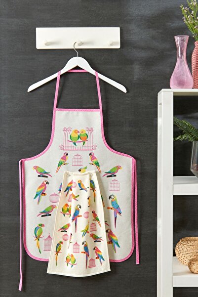 Casnack مريلة مطبخ مقاومة للسوائل على شكل ببغاء مع منشفة