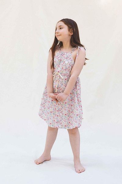 Little Gusto Floral Patterned Sling Dress Organic Cotton
