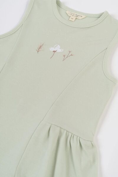 Little Gusto Bamboo Flower Embroidered Children's Blouse Green