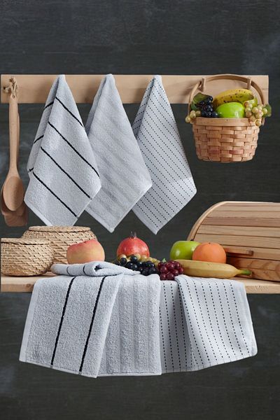 Casnack Seher 6-Piece Kitchen and Face Towel Set - 30x50 cm