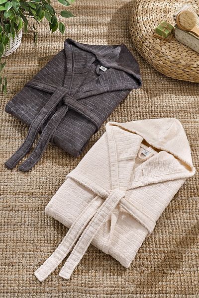 Casnack Σετ μπουρνούζι Quina Beige Anthracite Hooded Oversize