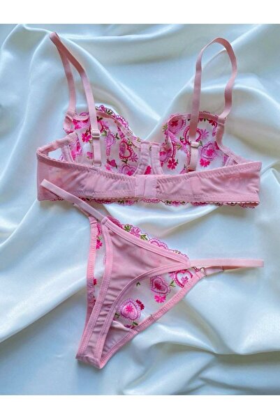ARONA Комплект сутиен с банели и розови сърца