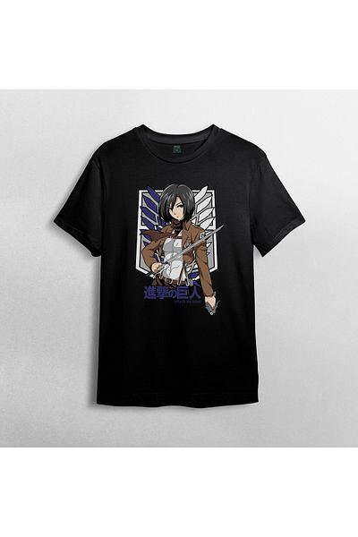 Pixxa Tricou Attack On Titan Mikasa Ackerman Crew Deck 100% bumbac - 1