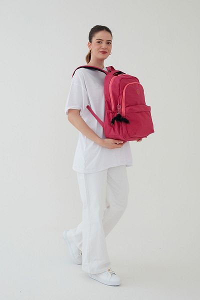 Rosso Collina Unisex Crinkle αδιάβροχο ύφασμα μεγάλου μεγέθους Σχολικό σακίδιο ταξιδιού πολλαπλών τμημάτων Rosso Collina Pink