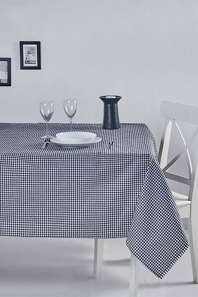 Denizli Concept Black Gingham Tablecloth 170x170 - Suitable for Daily and Garden Use