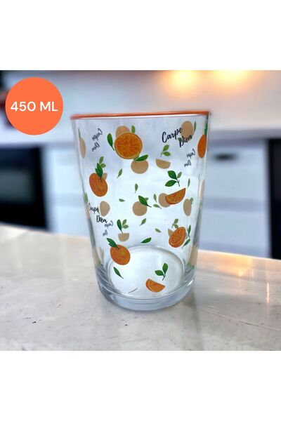 Dore Voir كوب ماء زجاجي سعة 450 مل / زجاج برتقالي موديل
