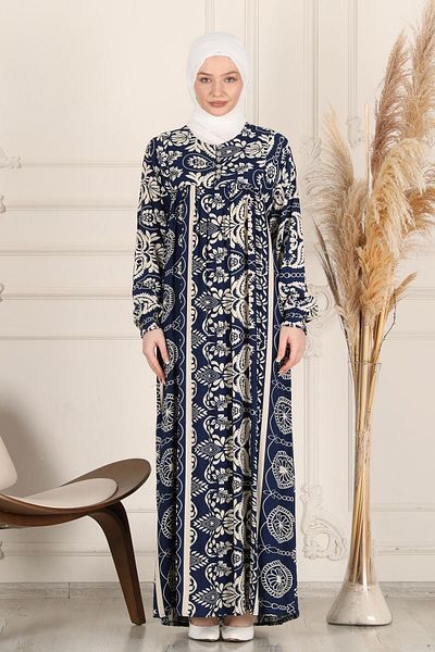 fistan Shirred Robadan Buttoned Front Viscose Fabric Tesseture Clothing Mother Dress Prayer Dress