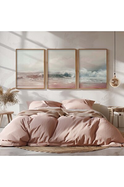 STARYUNA Ahşap Çerçeveli 3'lü Deniz Manzaralı Tablo Yuna15