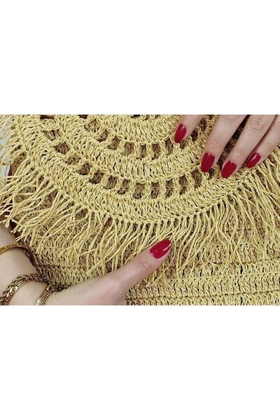 stillhandbags Сумка-клатч з кришкою з солом'яним покриттям і бахромою