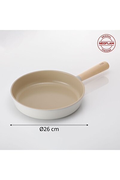 NEOFLAM Fika Bej 3 Parça Pratik 26 cm Cam Kapaklı Tava Seti