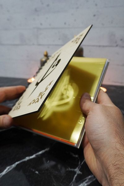 markcat Elif Vav Themed - Dotted Notebook with Wooden Cover (A5 - 120 Pages)