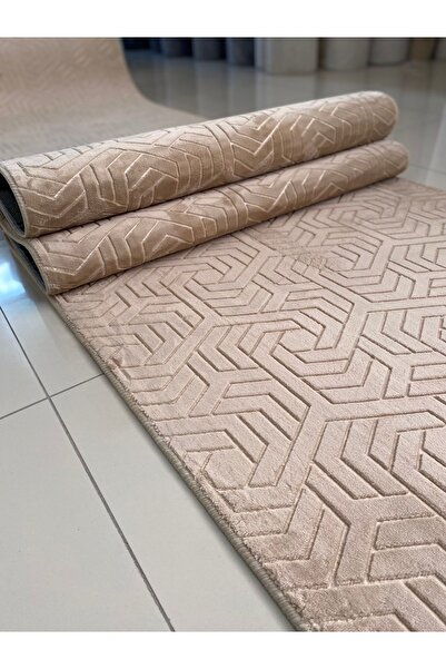 Alya Home Dinarsu Armoni Kaymaz Taban Kesme Halı Yolluk Mutfak Halısı Bej