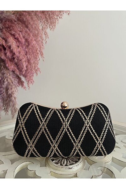 Ceylan Abiye Çanta - Siyah Tel Kırma El İşlemeli Çanta