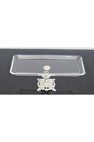 atabey home Gümüş Döküm Ayaklı Paşabahçe Kayık Servis Tabağı