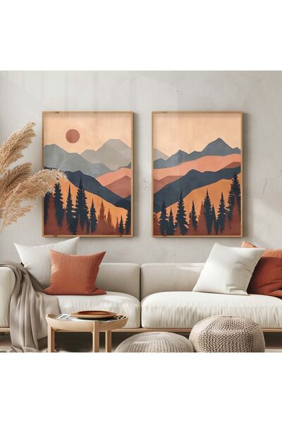 STARYUNA 2-dijelna boho slika sa drvenim okvirom yuna21