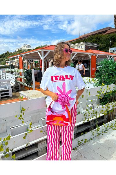 Jose Clothing Λευκό μπλουζάκι Oversize - Crew Neck, κοντό μανίκι, εμπριμέ οργανικό βαμβάκι