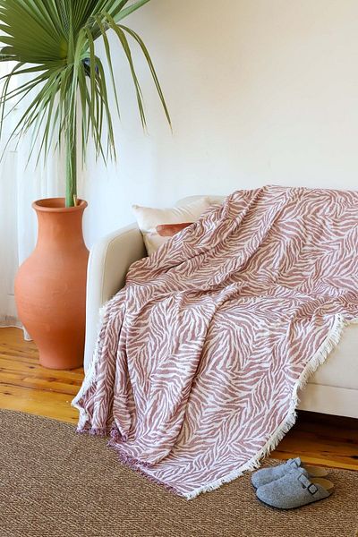 kozavitrin Claret Red Zebra Patterned Sofa Cover - 160X220