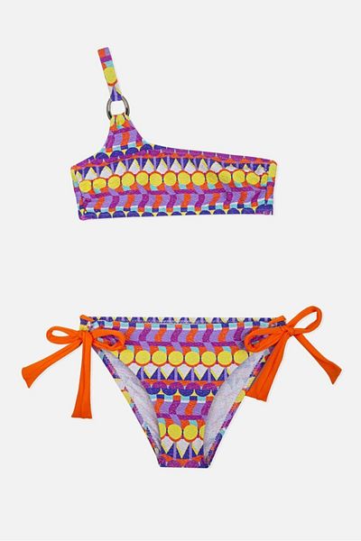 AYYILDIZ 4907 Set bikini pentru fete cu un singur umăr portocaliu