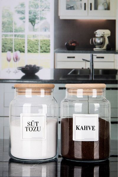 emdeco 2-Piece Non-Stand Bamboo Lid Milk Powder Coffee Label Jar 800 ml