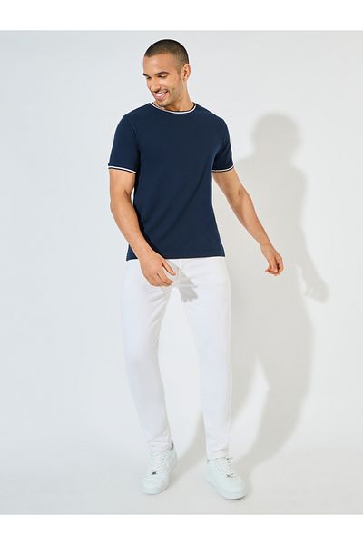 Styli Pique Knit Ringer Regular T-Shirt with Twin Tipping