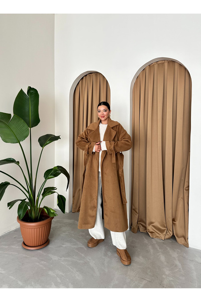 Laluvia Tan Vorkuta Belted Coat-54496