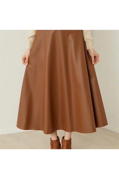 Estel Women's Leather Mevlana Tan Skirt