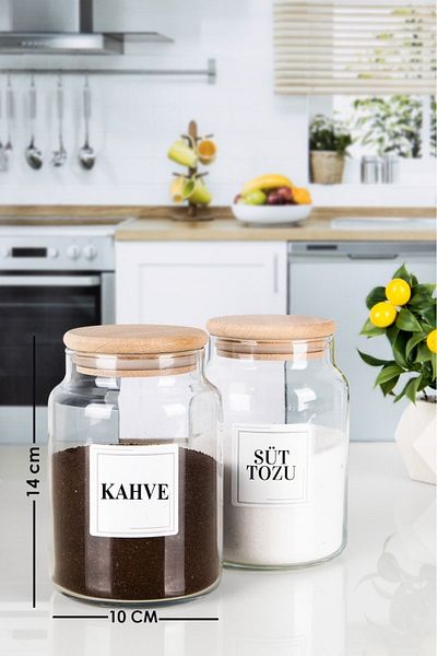 emdeco 2-Piece Non-Stand Bamboo Lid Milk Powder Coffee Label Jar 800 ml
