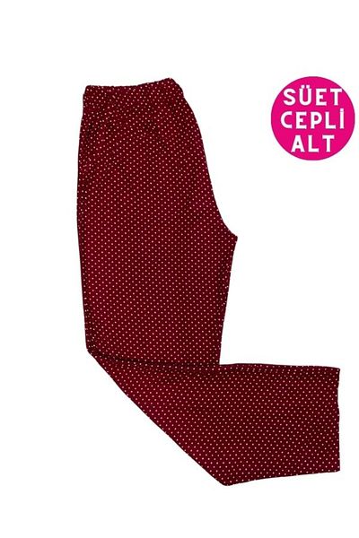 bie's Red and White Polka Dot - Soft Suede Pocket Winter Pajamas Single Bottom