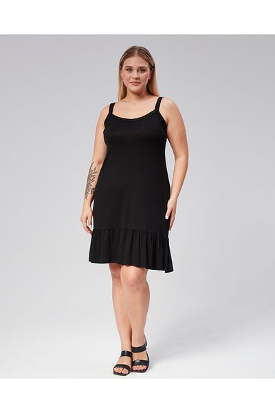 SENTEX Women's Black Ruffle Dress with Wide Straps