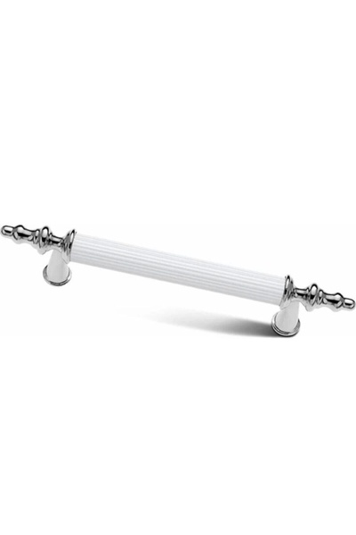 EMSALtasarım Inci Kombin Lüks Modern Dolap Çekmece Kulpları 128 Mm Krom Beyaz