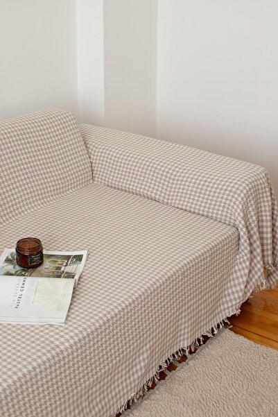 kozavitrin Koltuk Örtüsü Kaz Ayağı Desen Bej 170x300