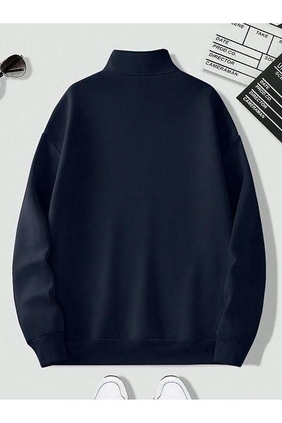 Revasser Μονόχρωμο βαμβακερό oversize φούτερ για άνδρες και γυναίκες - με γιακά και μισό φερμουάρ