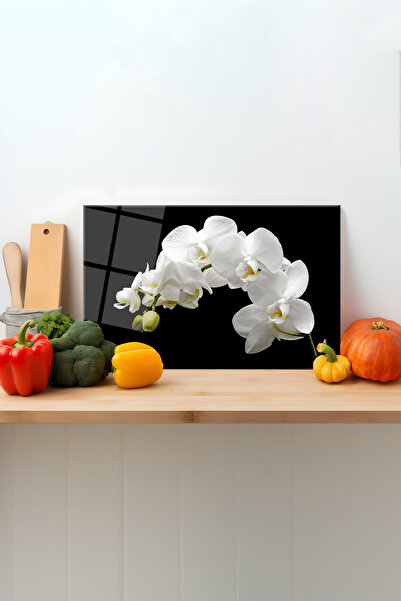 Rosyvien White Orchid Glass Cutting Board - with Silicone Legs, Presentation ...