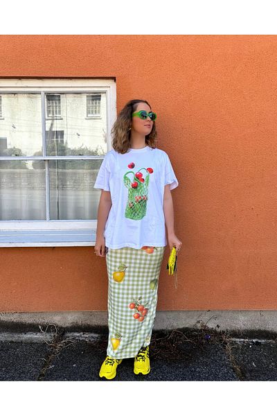 Jose Clothing Λευκό μπλουζάκι Oversize - Crew Neck, κοντό μανίκι, εμπριμέ οργανικό βαμβάκι