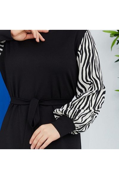 Estel Long Length Hijab Dress Zebra Patterned